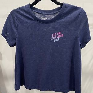 Old navy active go-dry let the good times roll crop navy short sleeve tee